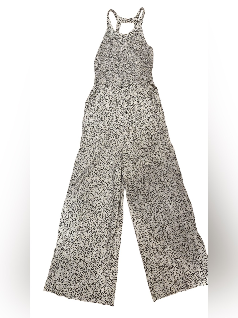 Jessica Simpson Smocked Halter Wide Leg Jumpsuit